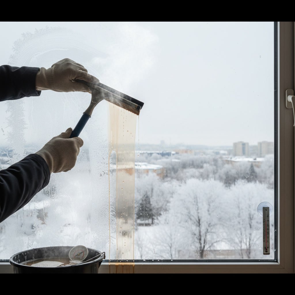 Professional window cleaning service in optimal weather conditions